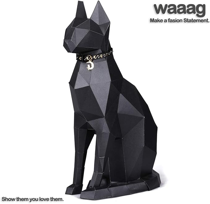 waaag Gold Moons and Stars Safety Breakaway Cat Collar, Glow in The Dark (Standard 9"-15" Neck, Black)