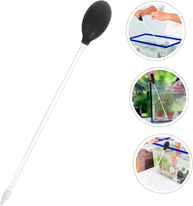 2pcs Fish Tank Water Changer Aquarium Cleaning Tool with Manual Pipette Long Coral Tools Feeder for Home (35cm Tube Clear)