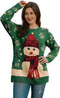 YESNO Women Christmas Sweater Graphic Printed Oversized Pullover Sweaters Casual Loose Knit Tops S01
