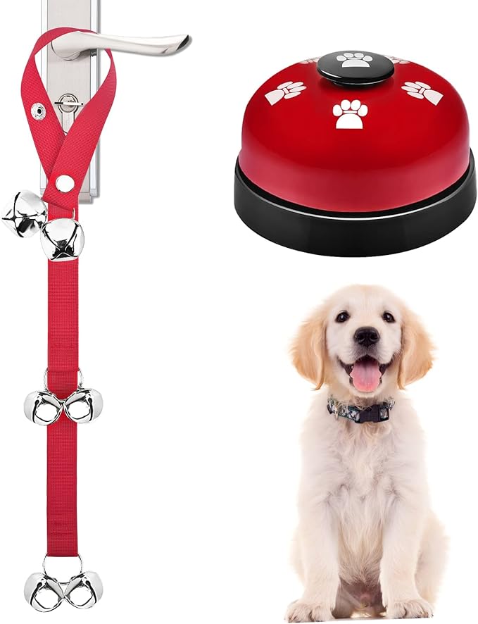 2 Pack Dog Doorbells, Pet Training Bells for Go Outside Potty Training and Communication Device Large Loud Dog Bell Cat Puppy Interactive Toys Adjustable Strap Door Bell (Red)