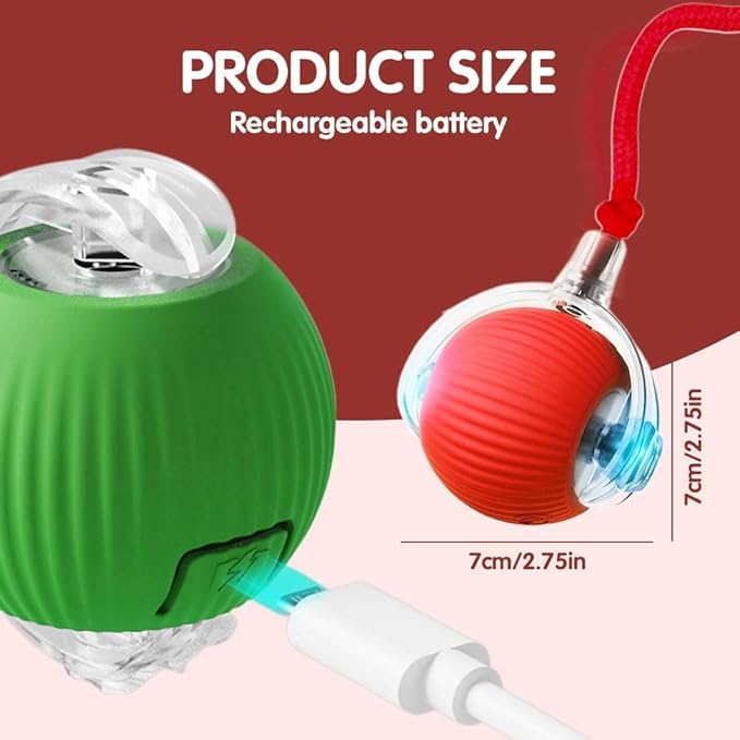 2 PCS Interactive Cat Toy Rolling Ball Chewie Viral Dog Ball, Smart Automatic Rolling Pet Balls,Automatic Moving Electric Cat Toy