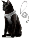 PetiFine Cat Harness and Leash Set,Escape Proof Kitten Harness Reflective,Soft Lightweight Puppy Harness for Walking and Travelling(XXS, Grey)