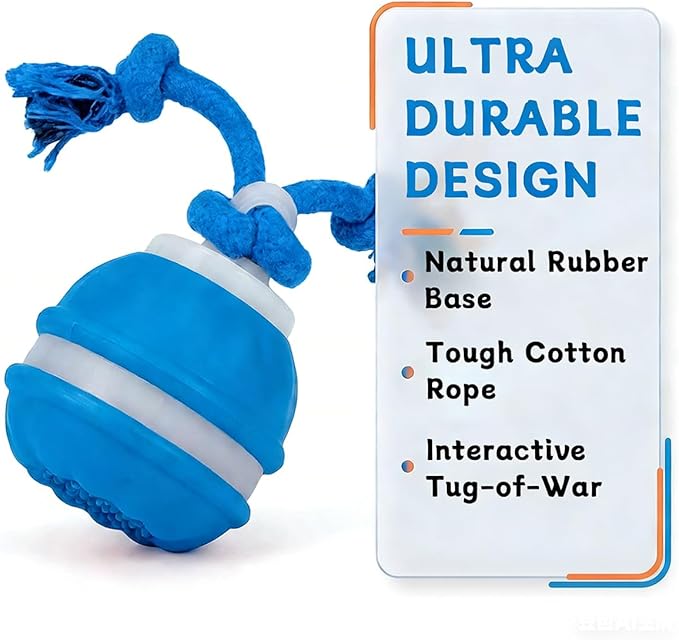 Interactive Dog Toys ，2026 upgraded motion-sensing pet toy ball, interactive dog toy ball with 360° intelligent automatic rolling. Built-in bird chirping attract dogs and keep them playing (blue)