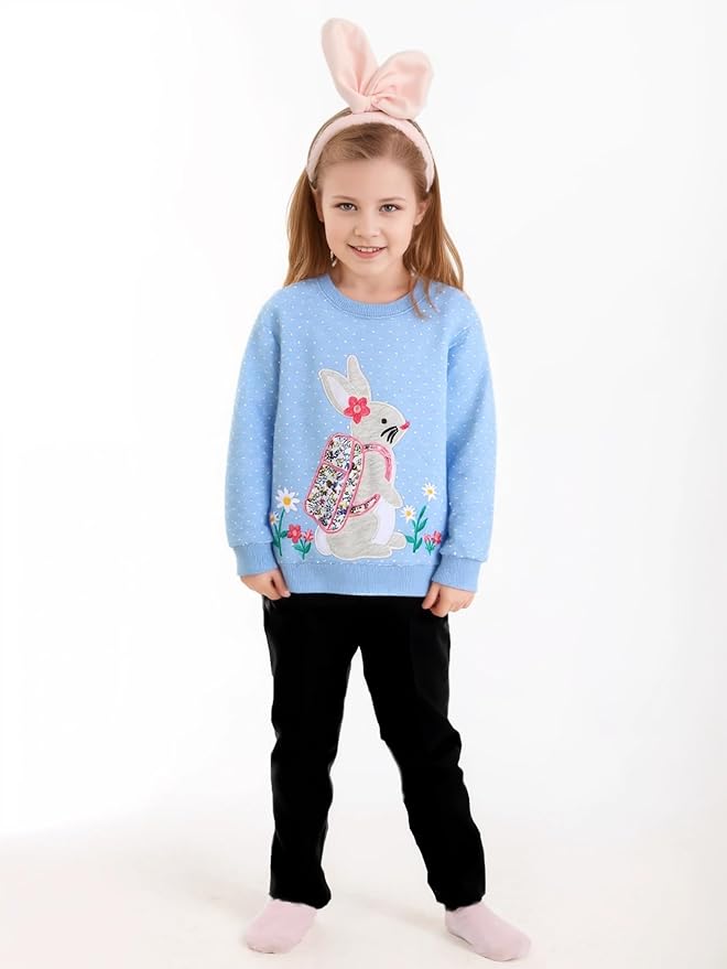 Toddler Baby Girls Cotton Sweater, Long Sleeve Crewneck Sweatshirt Pullover Kids Warm Clothing for Fall Winter