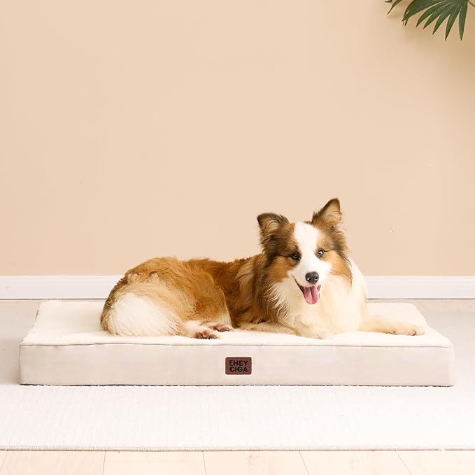 EHEYCIGA Orthopedic XL Dog Beds for Extra Large Dogs with Removable Washable Cover, Camel, 44x32