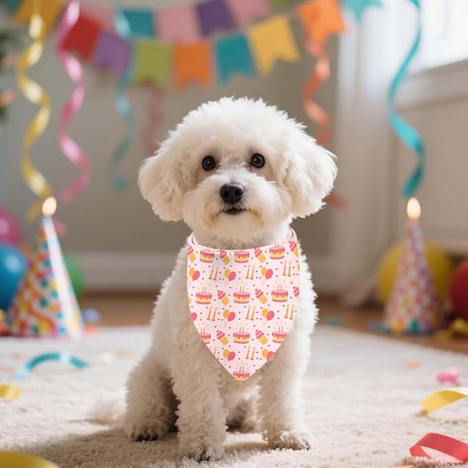 Birthday Dog Bandanas, Double Side Reversible Large Pet Bandanas, Adjustable Triangle Holiday Scarves for Dogs Girl Boy Pets, Christmas Stocking Stuffers for Dogs