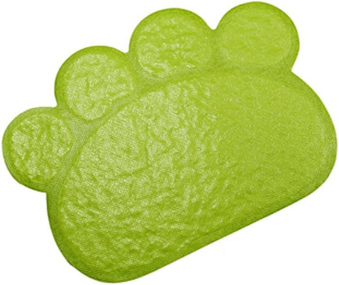 PVC Pet Dog Cat Puppy Kitten Dish Bowl Food Water Feeding Placemat, Non-Slip Cat Litter Mat Paw Shape, Grey Large