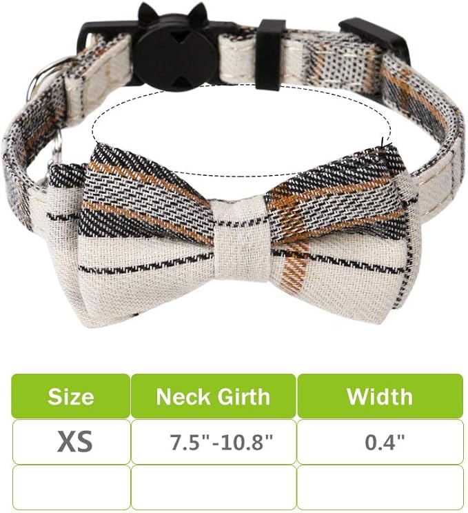 Faleela Breakaway Cat Collar with Bells - 2 Pack Cat Collar with Bells, Cat Collars with Bandana, Accessories for Pet Collars, Adjustable for Cats and Small Dogs (Beige+Brown)