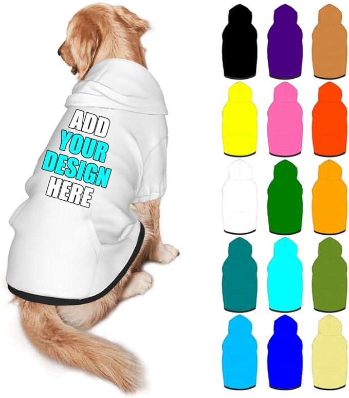 Customized Dog Hoodie with Name Logo Personalized Text Soft & Warm for Puppy Sweatshirt Hooded for Small Medium Large Dogs Girl/Boy Cats/Kitten, White, L