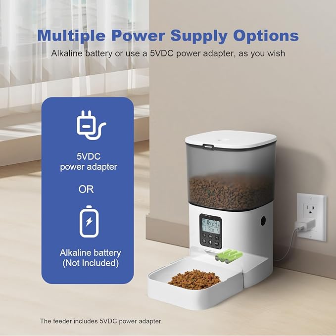 Automatic Cat Feeder, Cat Food Dispenser with 10s Voice Recorder, Pet Feeder up to 8 Meals per Day, Timed Feeder with Dry Food Sealed Ring (Jade White, 4L-Basic)