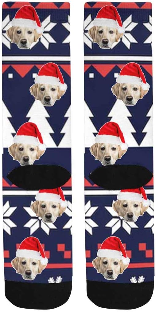 Custom Face Socks, Personalized Dog Lover Pet Photo Picture on Socks Unisex Athletic Crew Socks for Men Women