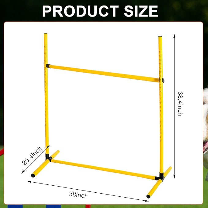6 Pcs Dog Agility Training Equipments Dog Agility Jumps Hurdles Adjustable Jumps Hurdles Pet Jump Bars with Bag and Whistle for Indoor Outdoor Dogs Pet Jump Course Game(Yellow)