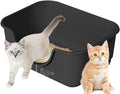 Low Entry Small Litter Box for Kittens, Kitty Plastic Litter Boxes, Open Top, Anti-Splash High Sided Litter Tray Pan for Medium Pets, Puppy, Easy to Clean, 15.7" L*11.8" W*6.7" H (Black)