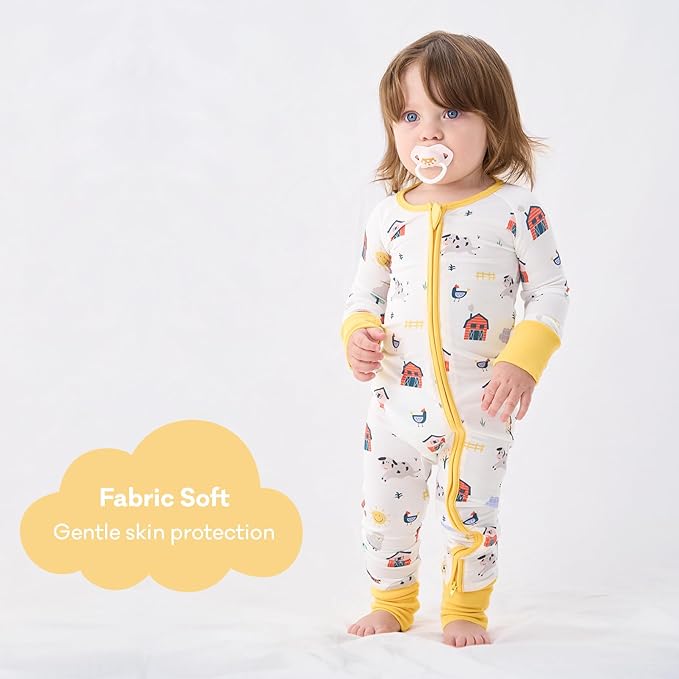 pureborn Baby Infant Boys Girls Sleeper Snug Fit Viscose from Bamboo Pajamas Zipper Pjs 0-24 Months