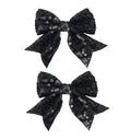 3-inch Sequined Bow Hair Clips For Baby Girls, Toddler, Kids and Young Women Birthday Party Wedding Christmas Occasions Pet Accessories Set of 2 (Black)
