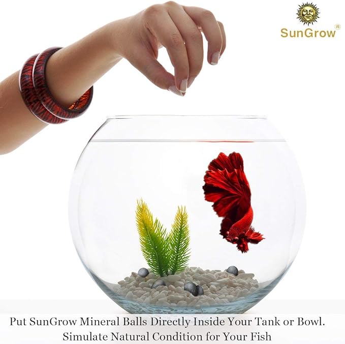 SunGrow Water Conditioner Balls for Betta, 0.5”, Tropical Fish Tank Decorations with Over 30 Beneficial Elements, Aquarium Water Enhancers, 20 Balls per Pack