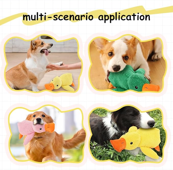 2025 Upgraded Dog Toys, New Durable Calming Duck Toys, Dog Toys for Aggressive Chewers with Soft Squeaker, Fun for Indoor Puppies and Senior Pups (Green, L-11.4 * 13.5in)