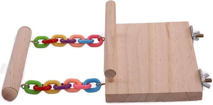 Parrot Climbing Ladder, Bird Wooden Playground with Climbing Ladder Stand, Parrot Play Stand, Bird Swing for Green Cheeks, Small Lovebirds, Goldens, Hamsters, Bird Cage Chew Toy Set (Multi-Colored)