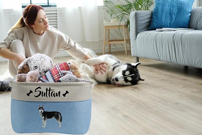 Personalized custom photo and name dog toy storage box A foldable pet supply basket Storage bins for pet clothes, toys, food and accessories are available for dogs, cats and other pets (Optional 1)