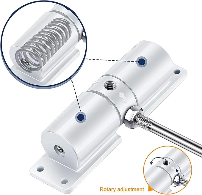 Automatic Door Closer, Zinc Alloy Safety Spring Door Closer Adjustable 30 kg Closing Door Hinge (White)