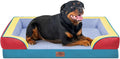 Comfort Expression Orthopedic Dog Bed for Extra Large Dogs 45x35 Inch, Waterproof Egg Crate Foam XL Pet Bed with Removable Bolsters, Dog Couch with Washable Cover & Non-Slip Bottom, Funfetti Fiesta