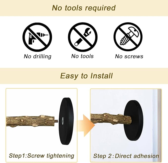 ASOCEA Bird Perch Bird Stand with Magnet,Portable Parrot Training Stick Natural Wood for Parrots,Parakeet,Lovebird,Cockatiels,Budgies-Strong Magnet Mount for Any Iron Surfaces