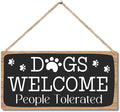 Dog Welcome People Tolerated Dog Lover Rustic Wooden Hanging Sign Decor, Front Door Wall Decor Sign Wood Plaque for Farmhouse Garden Home Porch Entryway, Pet Paw Hanging Wall Art Gift (1 pack)-11