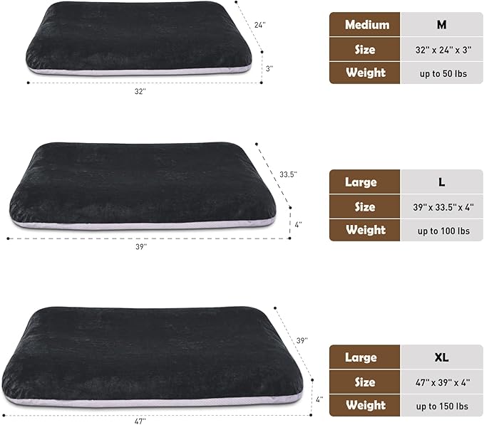 Magic Dog Super Soft Large Dog Bed, 39 Inches Orthopedic Foam Pet Beds with Anti Slip Bottom, Dog Sleeping Mattress with Removable and Washable Cover, Dark Grey L,39'' X 33.5'' X 3.7''