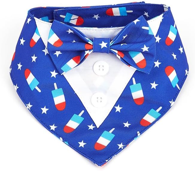 Dog Tuxedo, Adjustable Formal Wedding Outfit Bandana Dog Tux Collar with Bow Tie, Pet Birthday Valentines Outfit Cosplay(X-Small)