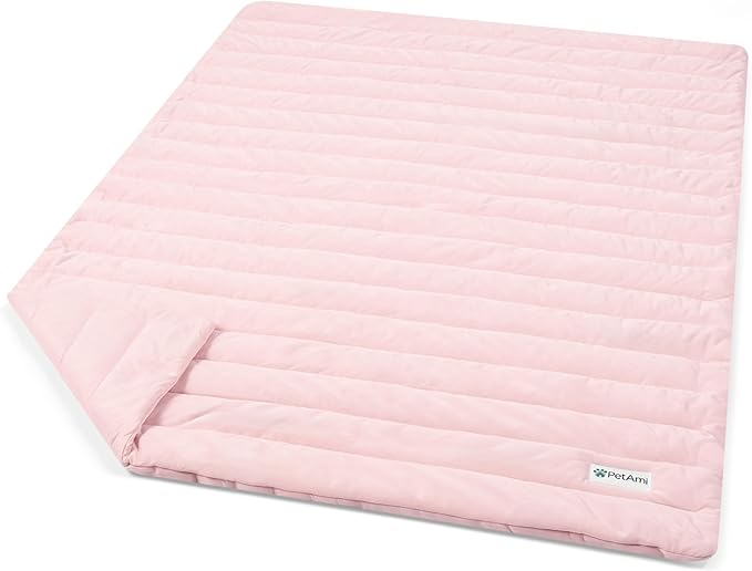 PetAmi Cooling Mat for Dog, Premium Pet Cooling Blanket for Crate Kennel, Indoor Cat Cool Sleeping Pad, Q-MAX Cold Sofa Couch Cover for Summer, Pink, Large (40x60)