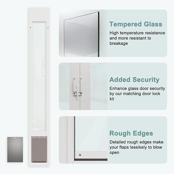 Sliding Glass Pet Door Insert, Up to 35lb for Doggie & Puppies Adjustable 77"-81" Height, Easy Install Aluminum Doggy Door with Lock,Patio Access for Small Pets