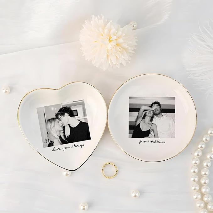 Custom Photo Ring Dish, Personalized Couple Portrait Picture Trinket Tray, Engagement Ring Dish, Wedding Jewelry Tray Keepsake Valentines Gift for Her Him Wife Husband