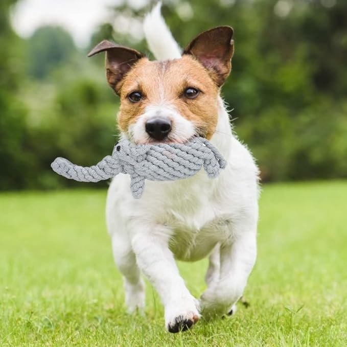 Pet Cotton Rope Biting Chewing Molar Toy, Cartoon Animal Shape & Pure Manual Weaving, Dog Rope Toys with Strong and Hard, Grind and Clean Teeth, Relieve Pressure (Elephant)