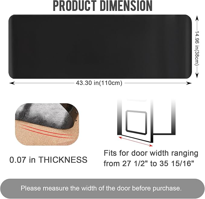 Uross Carpet Protector for Pets - 3.6FT Black Cat Carpet Protector for Doorway, Anti Scratch Under Door Cat Scratch Protector Mat