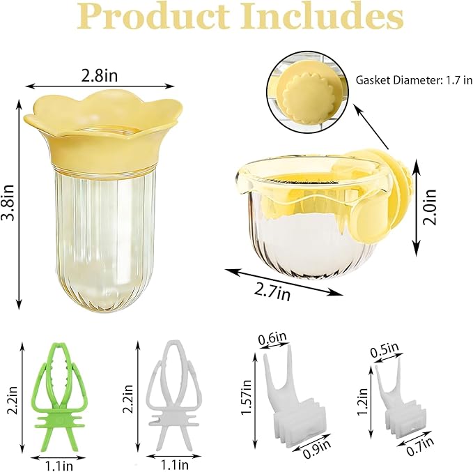 6 PCS Bird Cage Feeder for Vegetable Millet Holder Cage Accessories with Parrot Fruit Forks for Budgie Parrot Cockatiel Lovebirds (Yellow + Feeding Bowl)