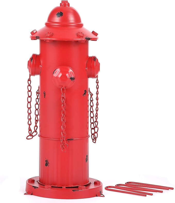 Fire Hydrant for Dogs to Pee on, Metal Puppy Pee Post for Dogs, Red Fake Fire Hydrant with Stakes, Pee Post for Dog Outdoor Indoor Training Tool Garden Yard Lawn Ornament Statue, 16.3" H