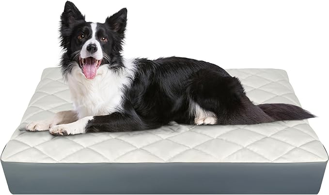 35.5" x 23.5" x 4.7" Large Orthopedic Dog Beds, Waterproof Faux Leather Memory Foam Dog Bed, Egg Crate Foam Support & Non-Slip Bottom Pet Beds for Medium Dogs and Large Dogs, Easy to Clean