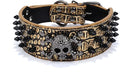 Serijoars Spiked Studded Dog Collar, PU Leather Dog Collar, Adjustable Pet Collars for Medium or Large Breed Pet (L, Gold Brown2)