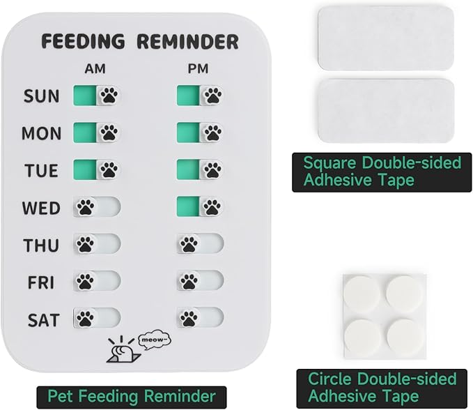 YAUYIK Dog Feeding Reminder, Puppy Feeding Schedule Chart, AM/PM Daily Indication Chart Feed/Walk Your Pets, Helps You to Track Pet Feeding & Walking (White)