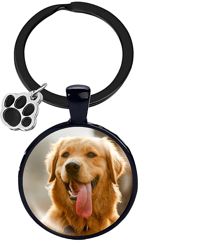 Custom Pet Photo Keychain Personalized Photo Pawprint Dog Tag Keychain Engraved Keyring Animal Pet Lover