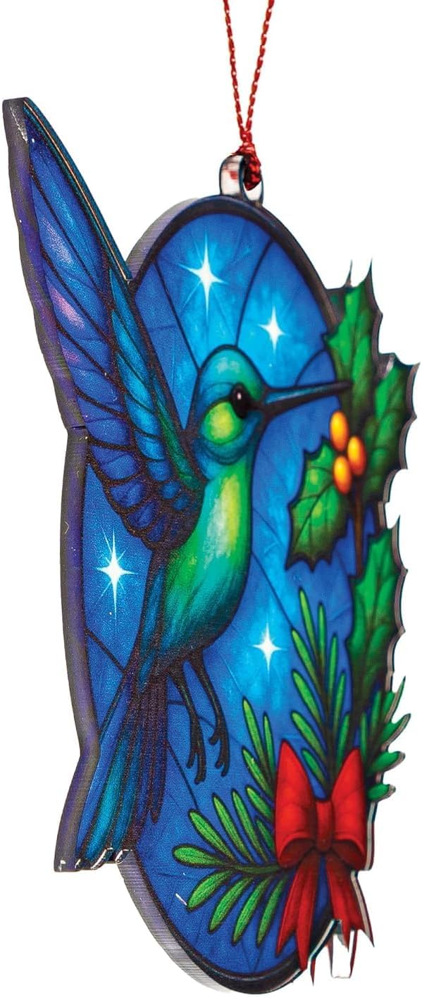 Christmas Ornaments 2025 – Hummingbird Suncatcher Window Hanging Decoration, Hummingbird Christmas Ornament for Holiday Tree, Unique Handmade Gift Idea, Beautiful Glass Style Ornament for Bird Lovers