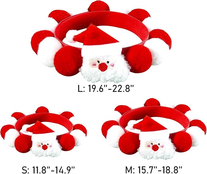 Lionheart glory Christmas Collar Pom-Pom Plush Ball Collar for Medium Dogs Pet Christmas Costume Soft Funny Dog Collar Xmas Party Accessories Headgear