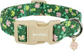 St. Patrick's Day Dog Collar,Green Clover Lucky Shamrock Puppy Collar,Adjustable Spring Cotton Collars Gifts for Small Medium Large Dogs,Dog Accessories M