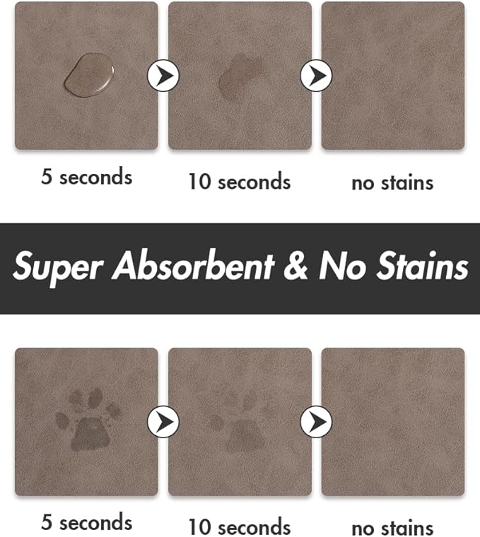Absorbent Dog Water Mat-Cat Mat for Food and Water Bowl, Quick Dry Pet Feeding Mat, No Stains Pet Food Mat, Pet Accessories Pet Supplies-Cat Bowl Mat for Messy Drinkers, 12"x19"