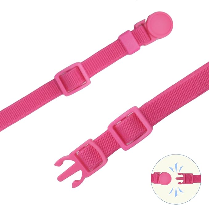 Breakaway Cat Collar with Bell, Safety Buckle Kitten Collar, Elastic Strech Quick Release, Adjustable Lightweight Collars for Girl Boy Cats, Pet Supplies, Accessories, Gifts Rose Red