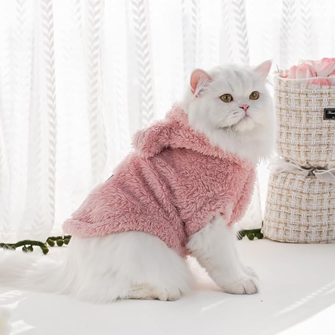Selena Cat Bunny Ears Costume Cute Dog Kitten Hoodies Sweater Rabbit Ears Puppy Pet Apparel (Medium,Pink)