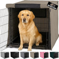 GORILLA GRIP Dog Crate Covers Compatible with Amazon Basics Dog Crates, All Sides Open, Privacy Cover Fits 42" Wire Kennel, Breathable Mesh Windows, Light Reducing Puppy Training Cage Topper, Taupe