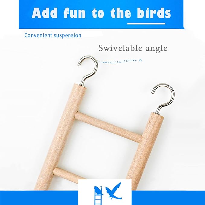 2pcs Bird Wooden Ladder Bird Ladders Wooden Ladder for Bird Cage Parrot Ladder Climbing Toy Birdie Basics (5 & 7 Step)