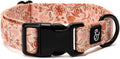 Lucy & Co. Dog Collar - Durable Lightweight Designer Collar for Pets - Adjustable Metal Safety Buckel. - Peach Pink Floral Plaid - Medium
