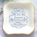 Personalized Ring Dish Engagement Gift, Whimsical Doodle Engaged Ring Holder, Custom Wedding Jewelry Dish, Jewelry Tray Gifts for Newly Engaged Couple Her Bride Wife Bestie
